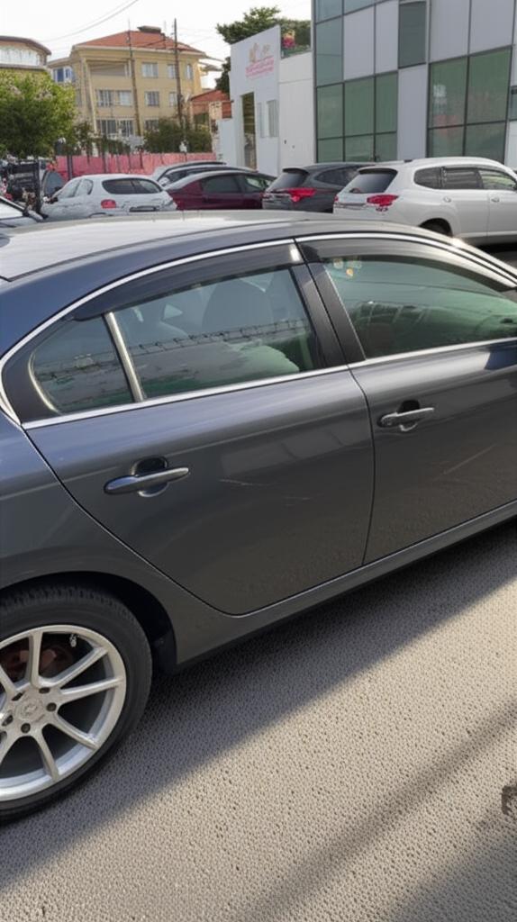 Car in traffic with minor scratches