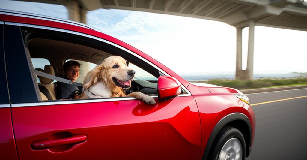 Joy of new car and pet travel