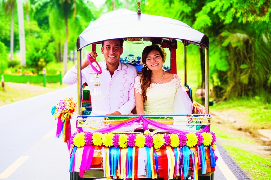 Couple on a wedding road trip in Thailand