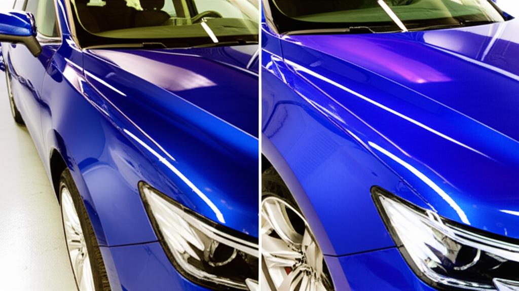 Car before and after applying protective film