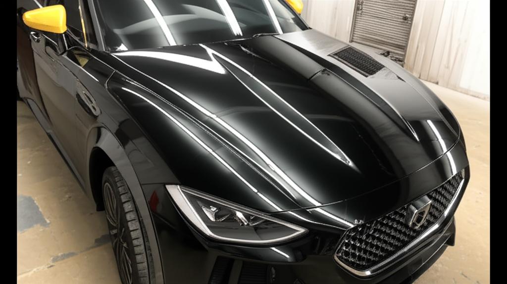 Car with TPU film installed, looking shiny