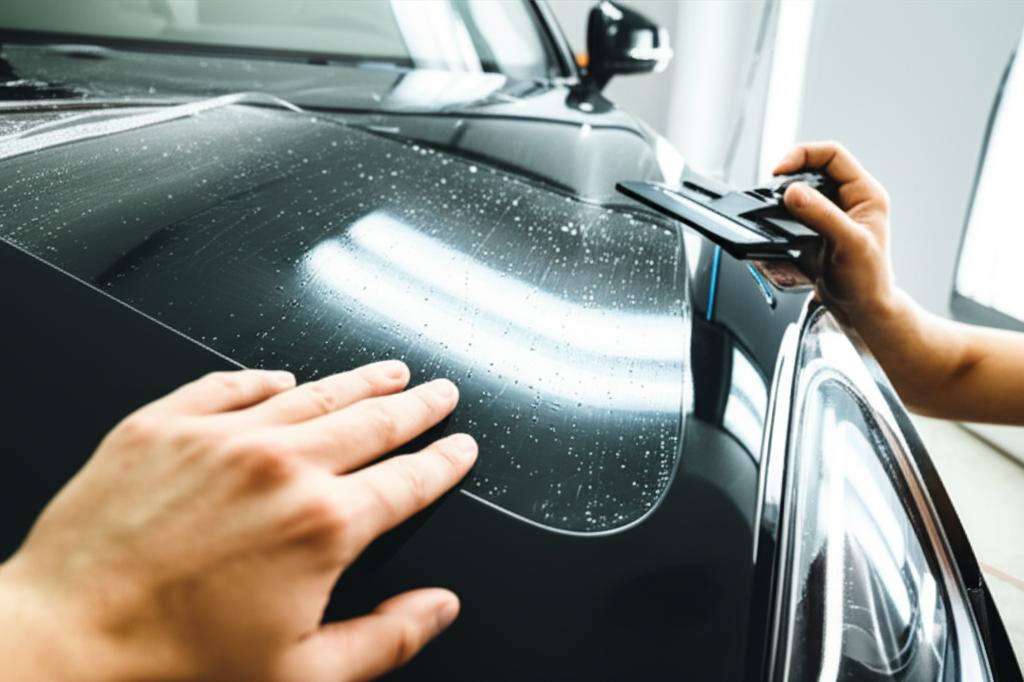 Car receiving TPU film application