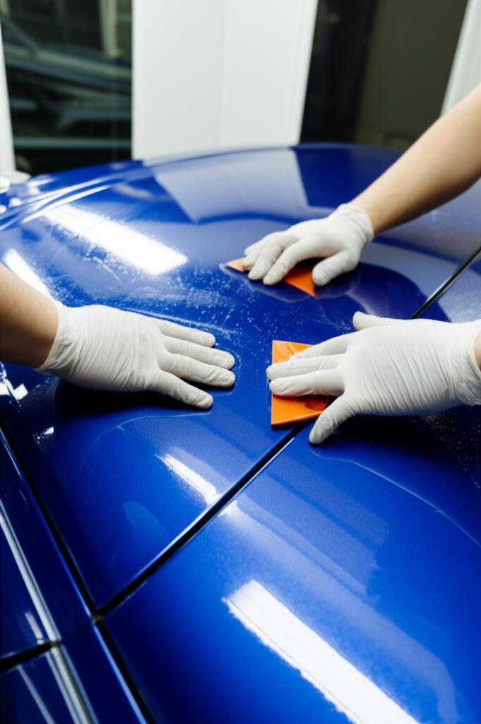 Car receiving TPU film installation