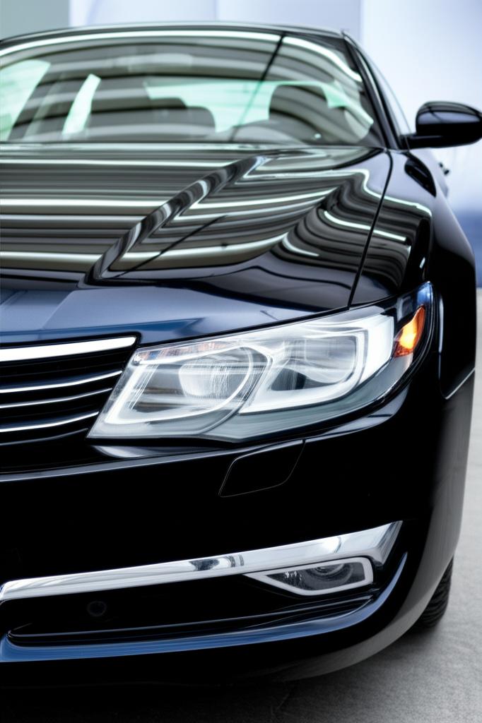 Shiny repainted car front view